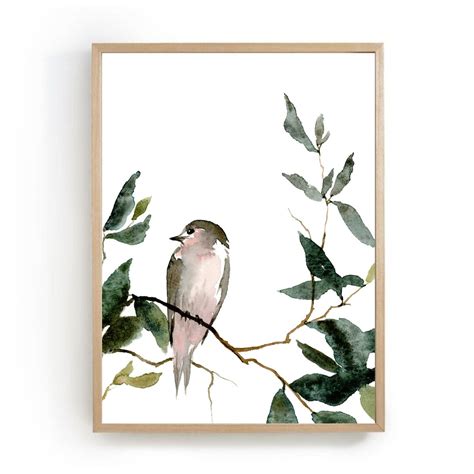 Swallow Painting Bird In The Tree Wall Art Watercolor Art Prints