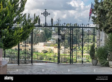 Church of visitation gate with a view Stock Photo - Alamy