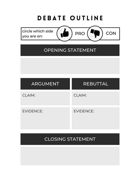 Monochrome Simple Student Pro And Con Debate Classroom Activity