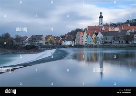 View Of The Lechwehr And The Historic Old Town Of Landsberg Am Lech Upper Bavaria Bavaria