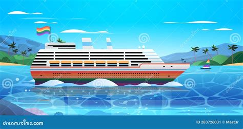 Cruise Ship Liner With Lgbt Rainbow Flag Gay Lesbian Love Parade Pride Festival Transgender Love