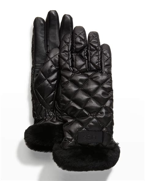 Ugg Leather And Shearling Vent Gloves Neiman Marcus