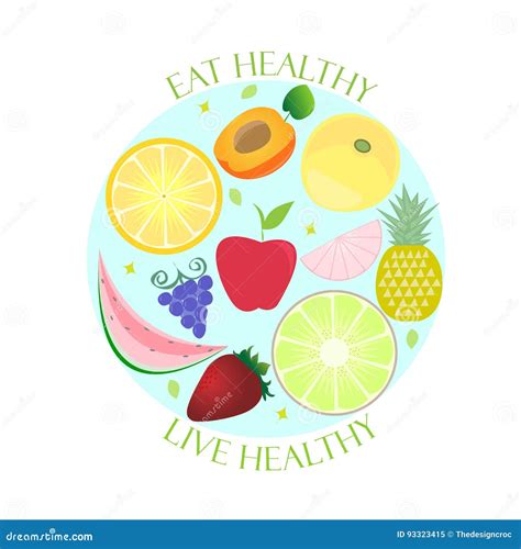 Healthy Lifestyle Poster. Eat Live Healthy. Stock Vector - Illustration of food, depicting: 93323415