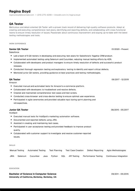 Qa Tester Resume Examples Writing Guide