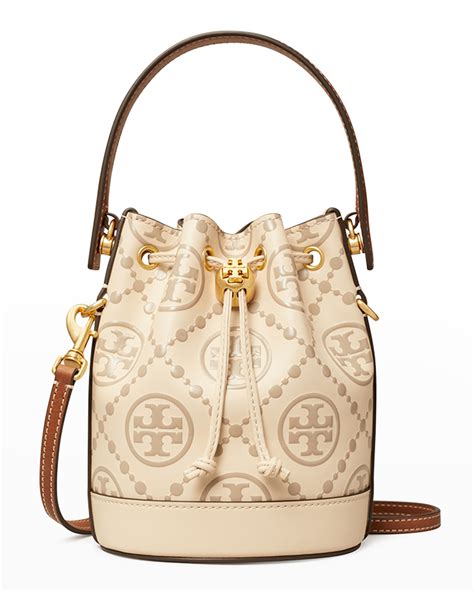 Tory Burch T Monogram Raffia Bucket Bag Neiman Marcus