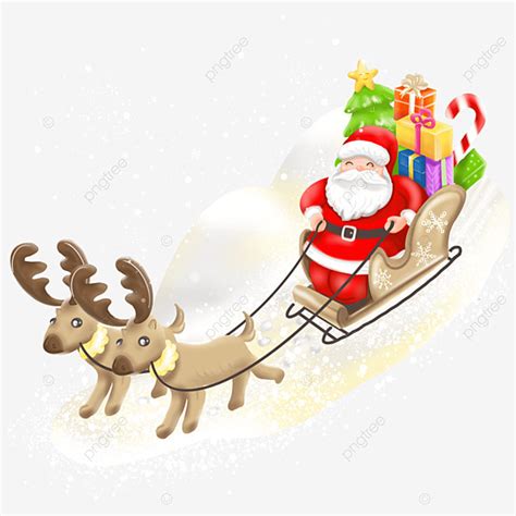 Santa Sledge White Transparent Cartoon Cute Hand Drawn Santa Claus