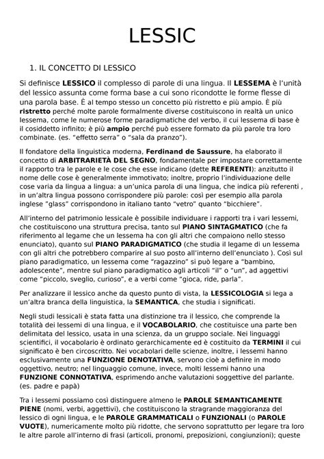 Lessico P D Achille 1 IL CONCETTO DI LESSICO Si Definisce LESSICO