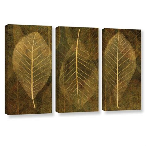 Winston Porter Leaf Gold Piece Graphic Art On Wrapped Canvas Set