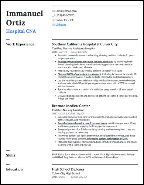 Certified Nursing Assistant Resume Example For Resume Off