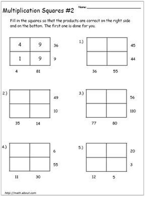 Box Method Worksheets