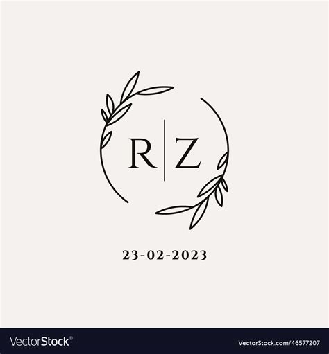 Letter Rz Wedding Monogram Logo Design Royalty Free Vector