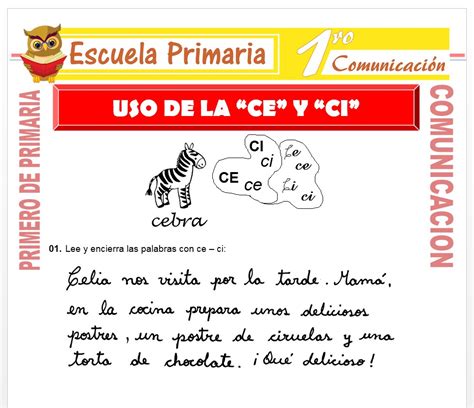 Uso De La Ce Y Ci De Primero De Primaria Escuela Primaria