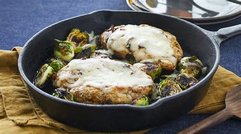 Fontina Smothered Chicken With Brussels Sprouts Recipe Wisconsin Cheese