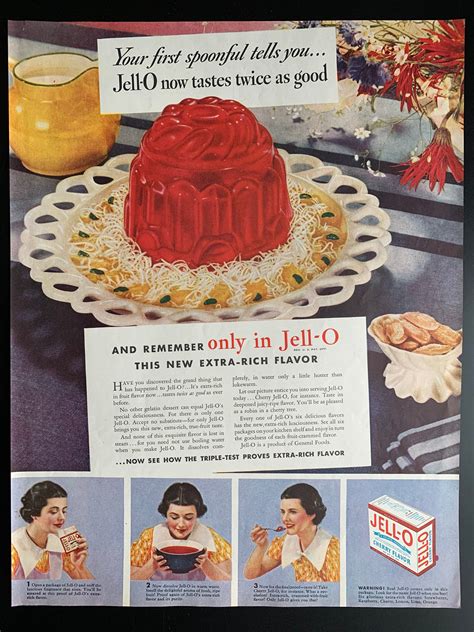 Vintage 1935 Jello Print Ad Etsy