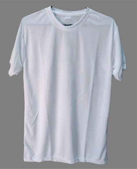 Plain Gsm Men White Half Sleeve Polyester T Shirt Xl Round Neck