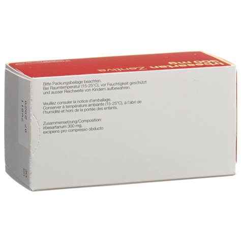 IRBESARTAN Zentiva Cpr Pell 300 Mg Blist 98 Pce Commander En Ligne