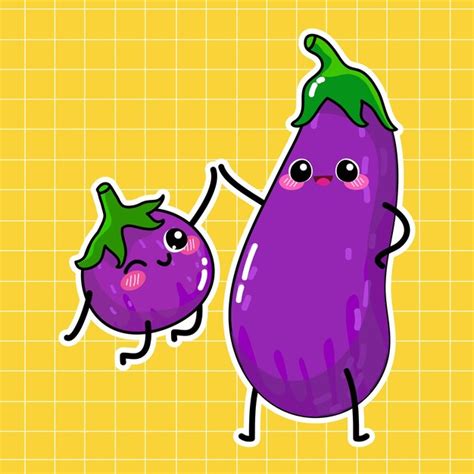 Premium Vector Cute Eggplant Vector Illustration