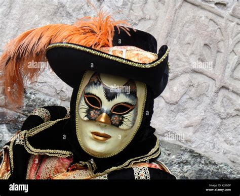 Costumed Attendee At The Venice Carnival Carnevale Di Venezia An