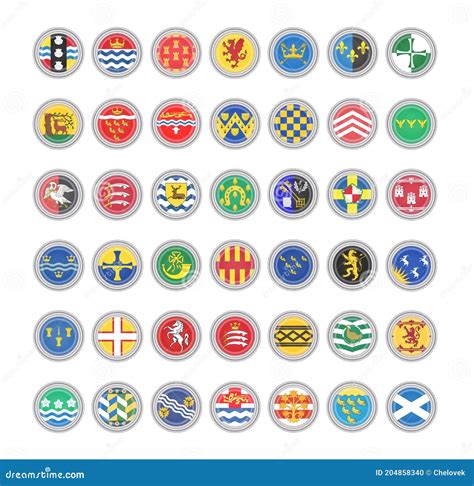 Banderas Del Reino Unido Condados De Inglaterra Y Escocia Ilustración