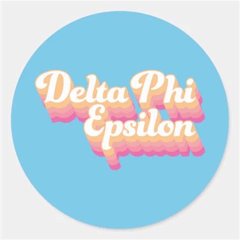 Delta Phi Epsilon Groovy Script Classic Round Sticker Zazzle