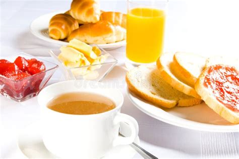 Table with breakfast stock image. Image of croissant - 12342761