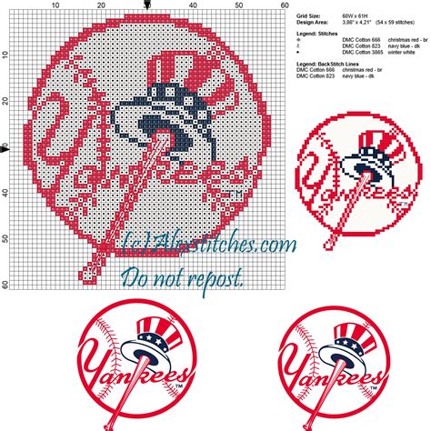 New York Yankees Major League Baseball MLB Cross Stitch Pattern 60x61 3