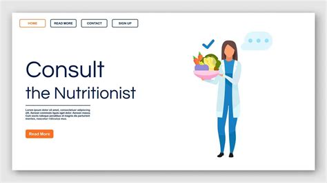 Nutritionist Recommendations Landing Page Vector Template Consulting