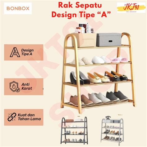 Promo Rak Sepatu Sandal Bonbox Susun Besi Minimalis Serbaguna