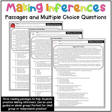 Making Inferences Reading Passages With Multiple Choice Questions