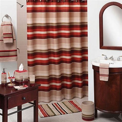 Madison Stripe Shower Curtain Color Red Fs