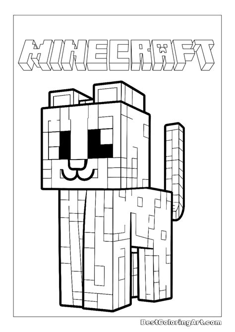 Sweet Cat Minecraft Coloring Page Coloring Pages BestColoringArt