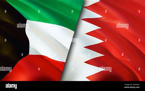 Kuwait And Bahrain Flags D Waving Flag Design Bahrain Kuwait Flag