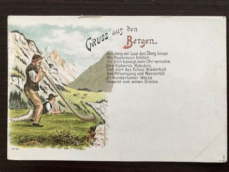 Gruss Aus Den Bergen Litho Alphorn Tracht Ungelaufen Kaufen Auf