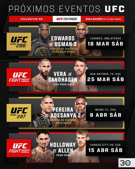 Ufc Fight Pass Brasil On Twitter N O Perca Os Pr Ximos Eventos