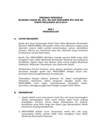 Pedoman Pengisian Ijazah Skhuambn Pdf