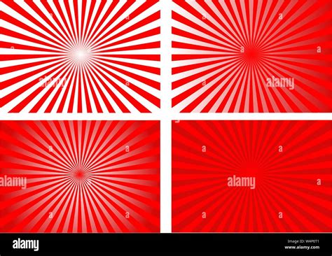 Set Red Retro Abstract Sunburst Backgrounds Vector Stock Vector Image