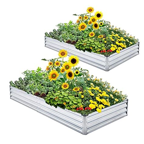 Mofesun Galvanized Raised Garden Bed 2 Pack Metal Raised Bed Garden