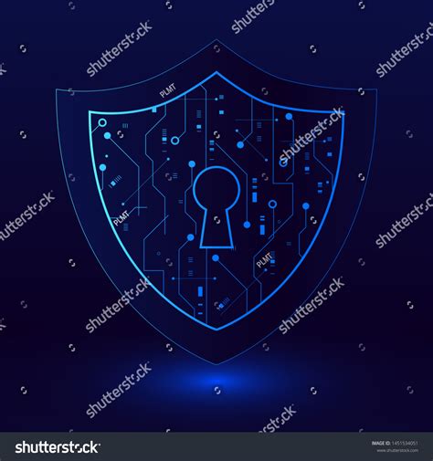 Cyber Security Technology Concept Shield Keyhole Stock Vector Royalty