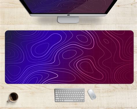 Cute Topographic Deskmat Purple Blue Abstract Mousepad Topographic