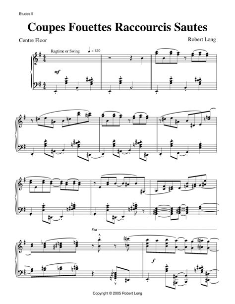 Ballet Piano Sheet Music Coupes Fouettes Raccourcis Sautes From Etudes Ii By Robert Long Sheet