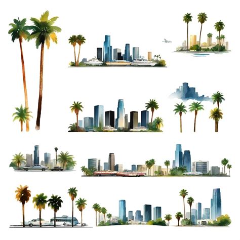 Los Angeles Vector Set White Background Isolated A High Quality Image