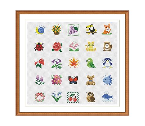 Small Cross Stitch Pattern Mini Flower Digital DIY Instant Etsy