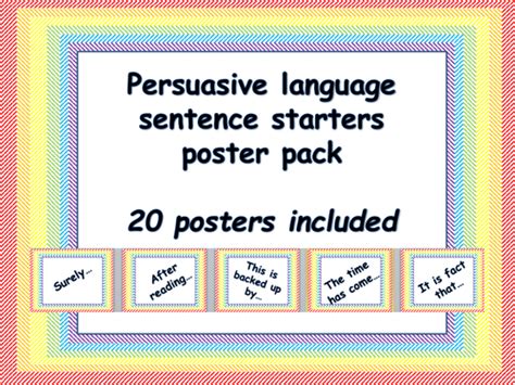 Persuasive Language Sentence Starter Posters By Erylands Teaching Resources Tes