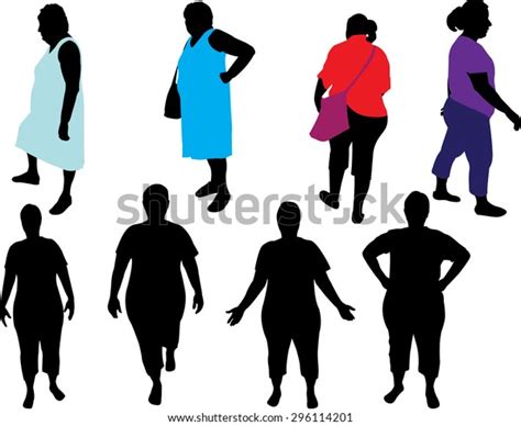 Overweight Woman Vector Silhouette Stock Vector Royalty Free