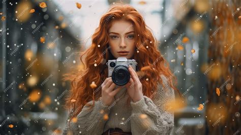 Premium Ai Image Beautiful Redhead Girl Outdoors Portrait