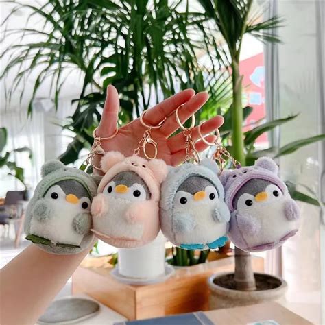 Llaveros de peluche de pingüino pequeño para mujer y niña llaveros