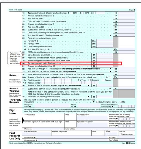 Form 1040 Recovery Rebate Credit Turbotax - Recovery Rebate