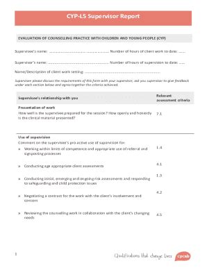 Fillable Online CYP L5 Supervisor Report Form 1 Fax Email Print