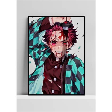 Quadro De Mdf Poster Moldura Anime Mang Demon Slayer Tanjiro