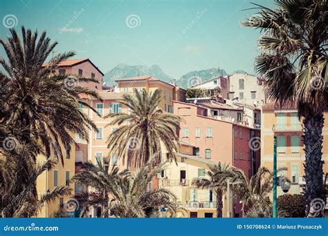 Menton France June Colorful Houses In Old Town